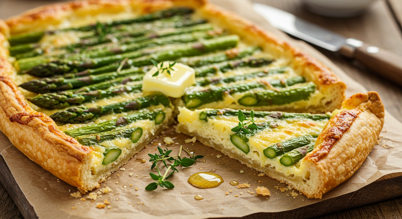 Golden Asparagus and Gruyère Tart with Buttery Puff Pastry